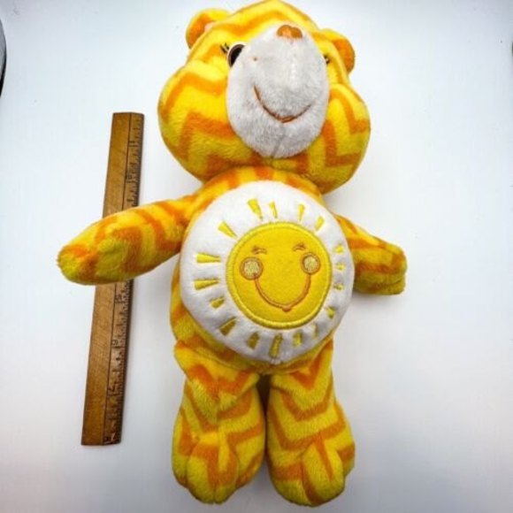 Care Bears Funshine Bear Chevron Striped Plush Stuffed Animal Just Play 2015 8” - Picture 9 of 9